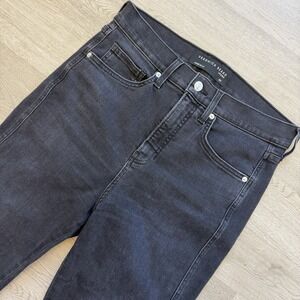 Veronica Beard Carson Jeans Womens 30 Black High Rise Ankle Flare Raw Hem